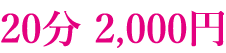 20分　2000円メニュー